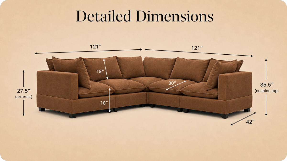 Dream Cloud Corner Sectional (5pc) dimensions