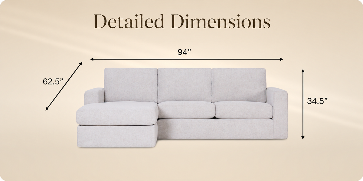 Cove Reversible Chaise Sofa dimensions