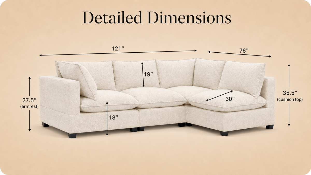 Dream Cloud L Shape (4pc) dimensions