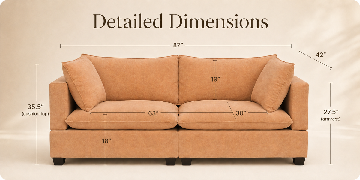 Dream Cloud Loveseat (2pc) dimensions