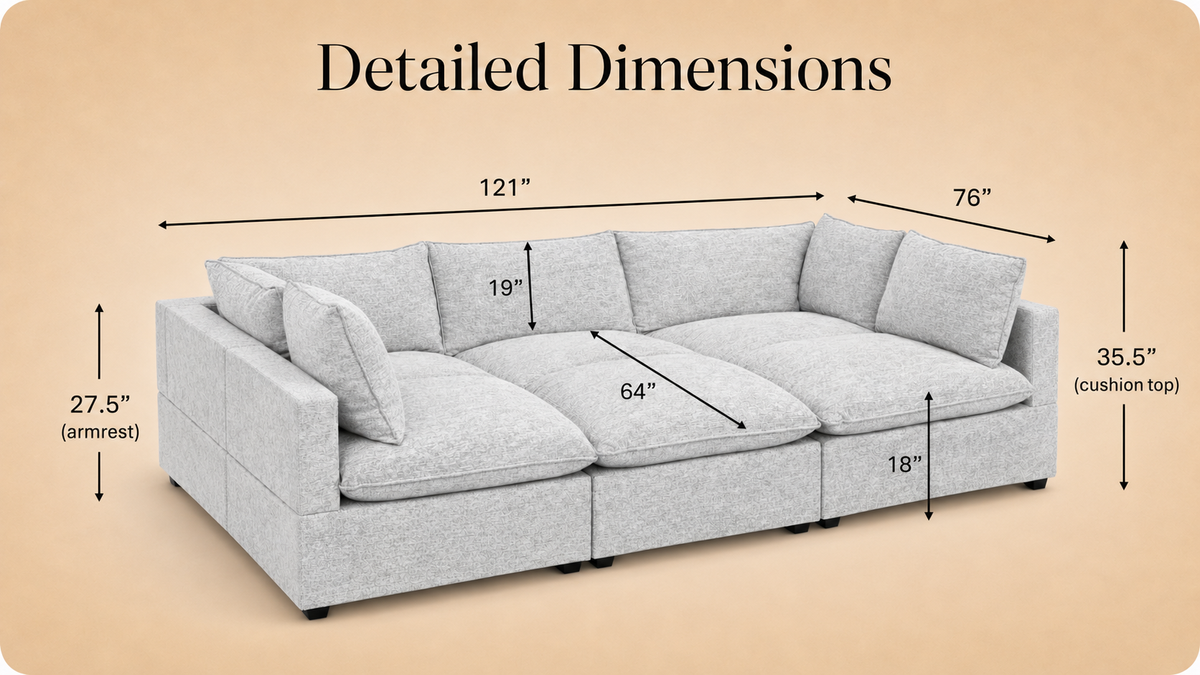 Dream Cloud Pit (6pc) dimensions