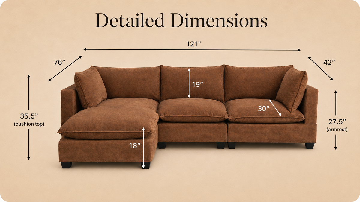 Dream Cloud Sofa + Ottoman (4pc) dimensions